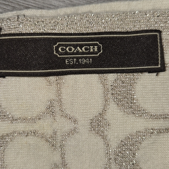 Coach Beige and Gold Patterned Scarf! - Picture 3 of 3